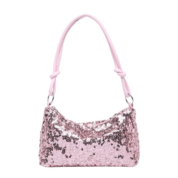 Handbags - 9886 Sequin Evening Bag, Sparkly Shoulder Bag, Bling Pink Handbag, Glitter